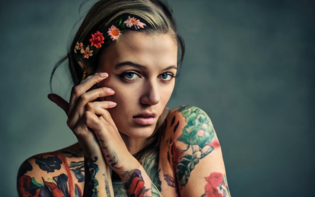Floral Peace Sign Tattoos Photo.