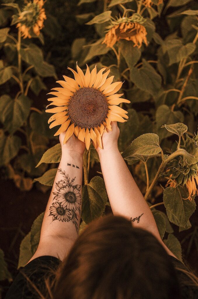 Sunflower tattoo for girls 2023 photo.