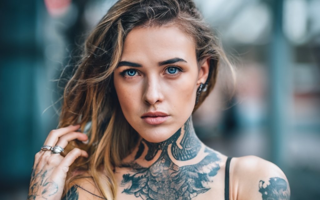 beautiful girl neck tattoos