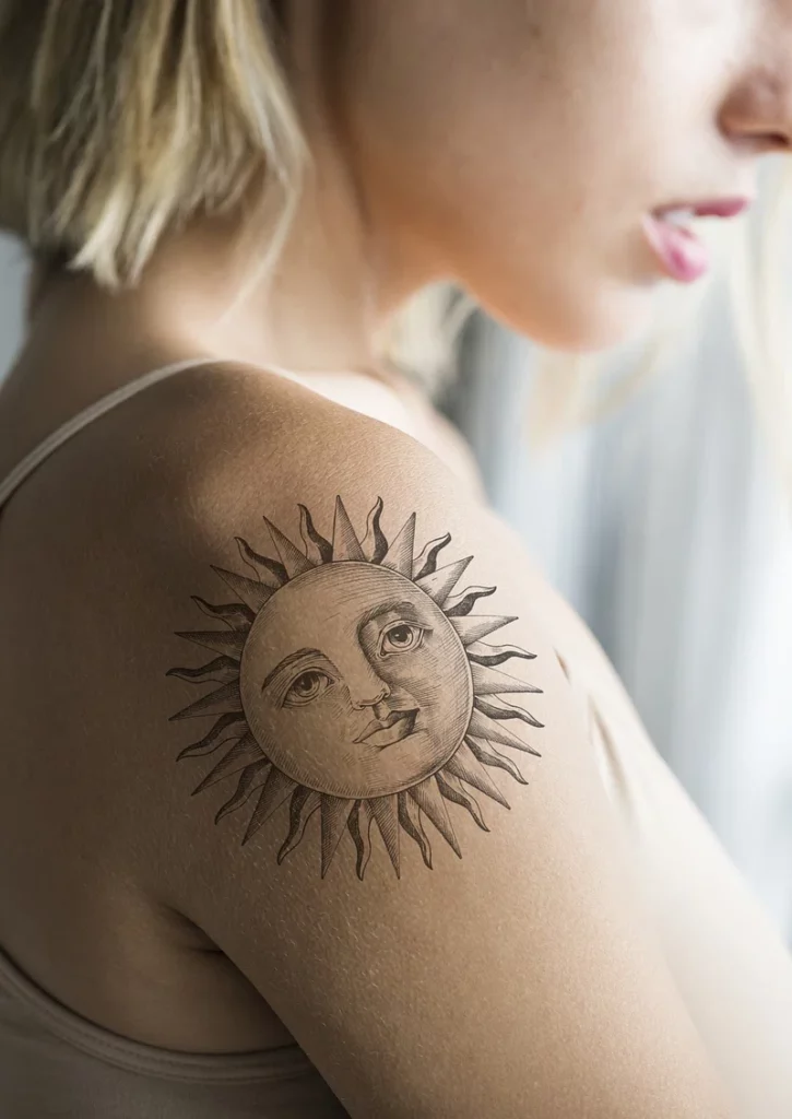 Creative Sun and Moon Tattoo Ideas Representing the Duality of Life and Nature's Eternal Cycle photo.